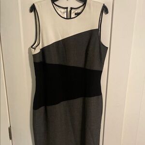 Elegant Black and White Colorblock Dress